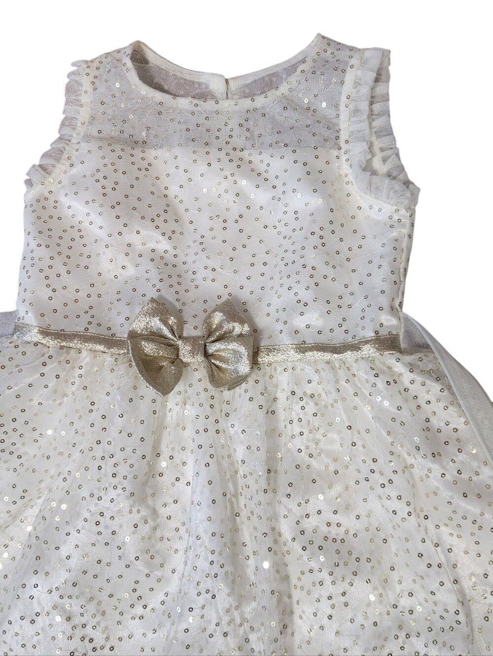 Jona Michelle Dress Size 6 Ivory Gold Sleeveless Full Long Flower Girl - Picture 5 of 8